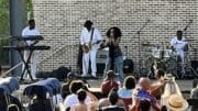 Singer Karyn White backed up by her band