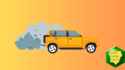 A vehicle spewing smog
