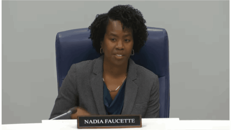Nadia Faucette at a Cobb Planning Commission meeting