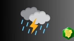 Drawing of thunderclouds with lightning on a dark backdrop