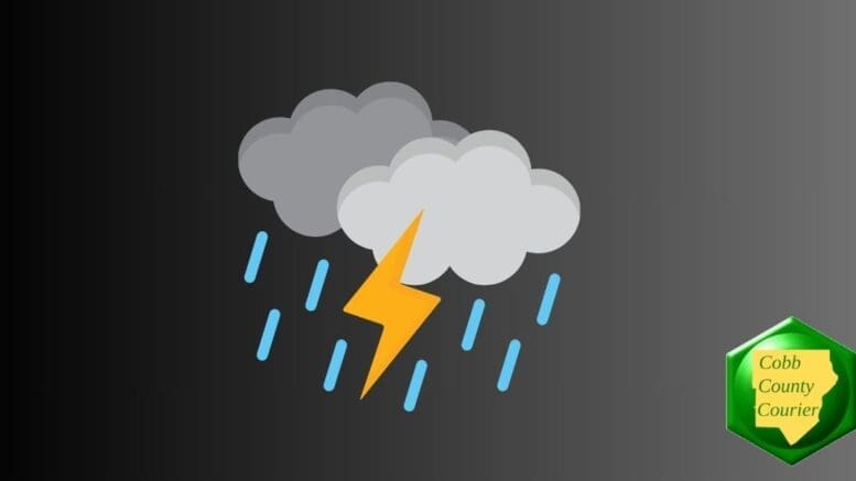 Drawing of thunderclouds with lightning on a dark backdrop
