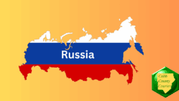 Map of Russia in the white, blue and red colors of the nation's flag
