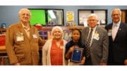 L to R: John Kone, past president KCMGK; Rosie Teague, KCMGK; Aailyah Reeves, Powers Ferry ES Silver Pen award winner; Jim Perry, past president KCMGK and Philip Gold, VP KCMGK