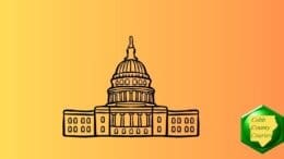 A line drawing of the US Congress building