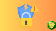 In icon with a lock and broken shield representing a data breach
