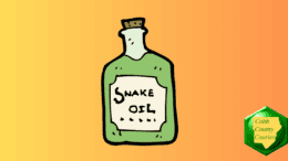 A bottle labeled "Snake Oil"