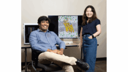 Johaan Kathilankal Jis and Chloe Yixin Xie in front of computer monitor