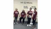 Four women in matching "service" t-shirts get ready for Mosaic Church's week of service