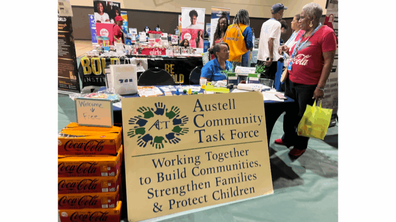 Austell Community Task Force booth at back to school jam