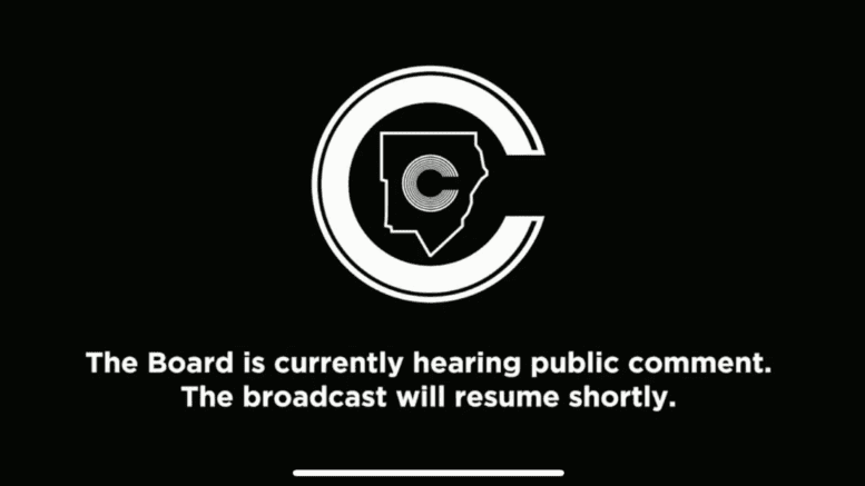 the blackout screen for Cobb County School District public comments