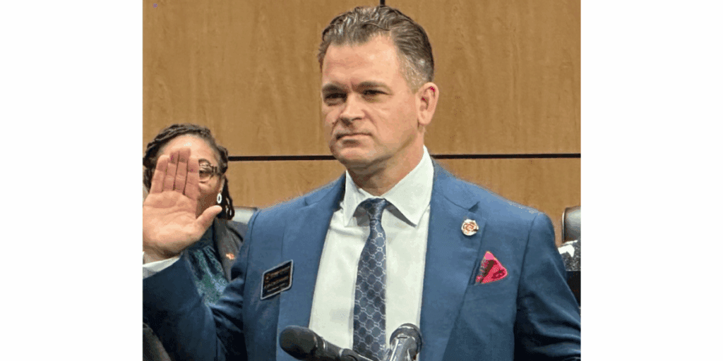 John Cristadoro at swearing-in ceremony