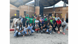 Riverside Elementary School beautification project group photo