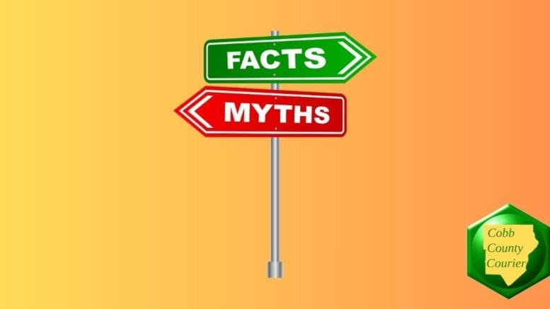 Signs stating "facts" and "myths"