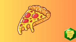 Drawing of a slice of pizza dripping with cheese