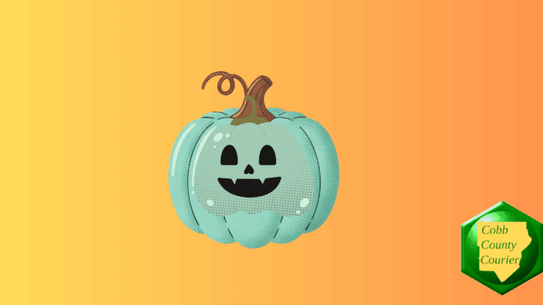 Teal pumpkin representing support for children with allergies