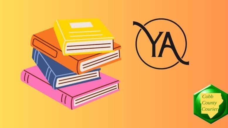 A stack of books alongside a logo that states "YA" for young adult fiction