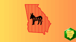 An image of the state of Georgia with the Democratic Donkey within it