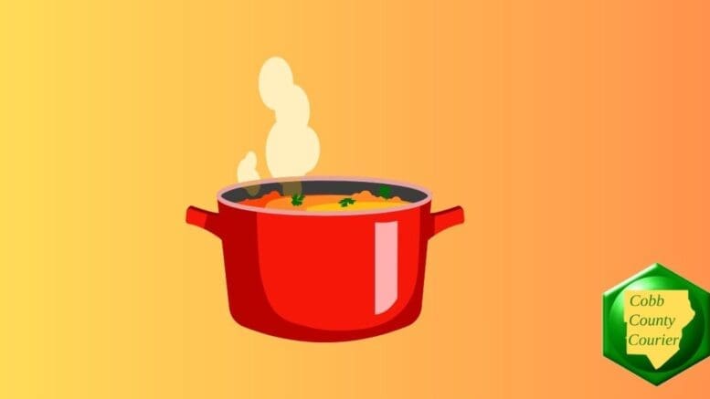 A pot of stew cooking