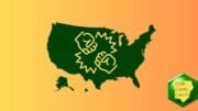 A drawing of a U.S. map overlaid with two clashing fists