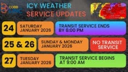 A schedule of CobbLinc's weekend weather closing reflecting what's written in the article