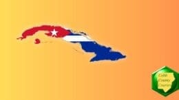 Map of Cuba in Cuban flag colors