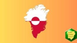 Map of Greenland in its flag colors