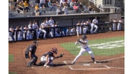 A batter at the plate in a KSU baseball game