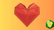 A drawing of a red origami heart