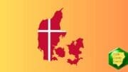 Map of Denmark overlaid in flag colors