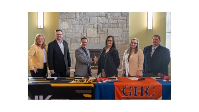 Group photo of education officials announcing the KSU and GHC transfer agreement