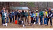 Group photo of volunteers who planted willow oak in Thompson Park