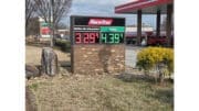 A sign at a RaceTrac advertising gasoline at $3.29