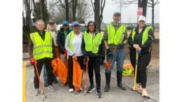 Group photo of the volunteer of the litter cleanup on the East West Connector