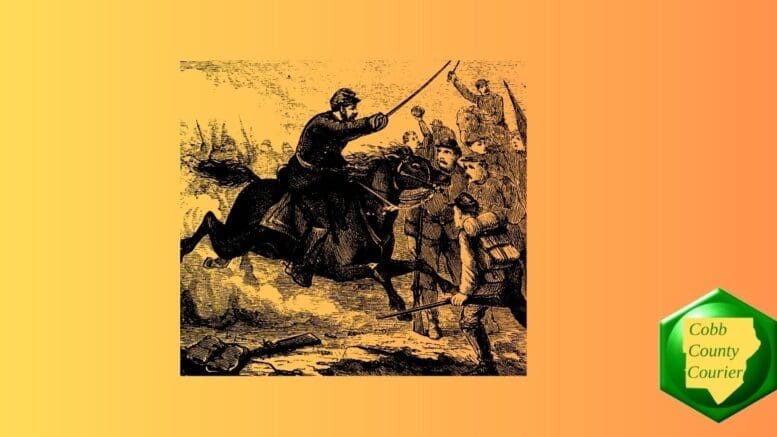 drawing of Civil War cavalry charge