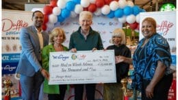 Patrick Duffy and Linda Purl present $10,000 check to Meals on Wheels