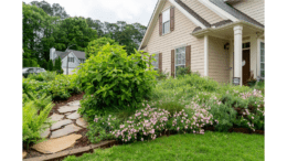 A house with a lush garden