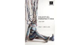 A textile art piece depicting an abstract human form