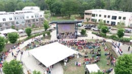 Photo of Powder Springs Seafood Festival from 2025 looking down over the crowd at the amphitheatre