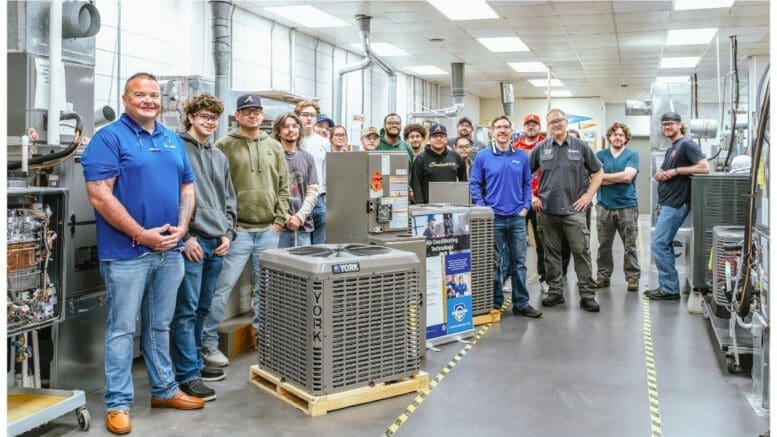 Group photo of delivery of YORK training equipment to Chattahoochee Tech