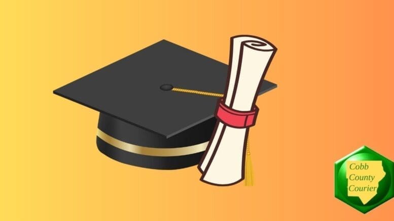 graduation cap and rolled degree