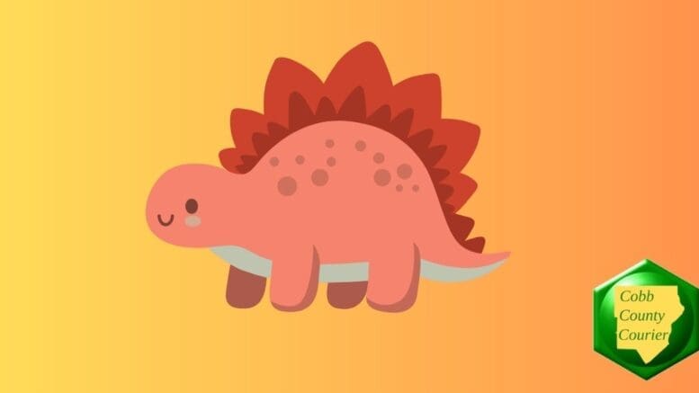 A drawing of a cute stegosaurus