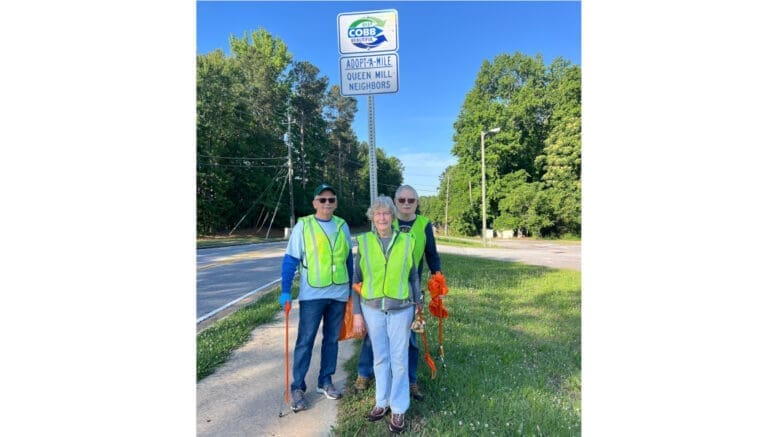 Volunteers with the Queen Mill Road litter cleanup