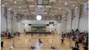 Blind athletes in goalball tournament