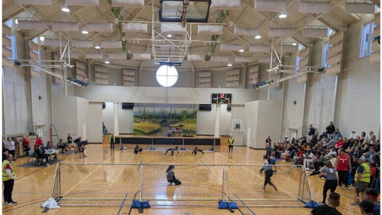Blind athletes in goalball tournament