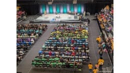 A photo of the packed auditorium for the Science Olympiad