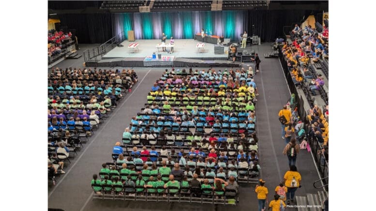 A photo of the packed auditorium for the Science Olympiad