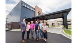 Left: Joe Hansen, Executive Vice President of Business Development, Ascension Second from left: Leslie McIntyre, Chief Human Resources Officer, Ascension Second from right: Steven Hudgins, President, Rainwater Construction Joe Hansen, Executive Vice President of Business Development, Ascension, Leslie McIntyre, Chief Human Resources Officer, Ascension, Grant Rainwater – Senior Project Manager, CROFT & Associates, Chris Philhower – Project Manager of CROFT & Associates, Steven Hudgins, President, Rainwater Construction, Stacey Chapman – Senior Vice President of CROFT & Associates all in front of CROFT-designed Ascension Terminal